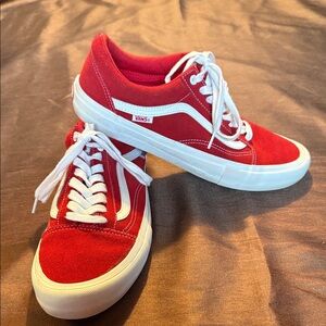 Vans Vibrant Red and White Sneakers